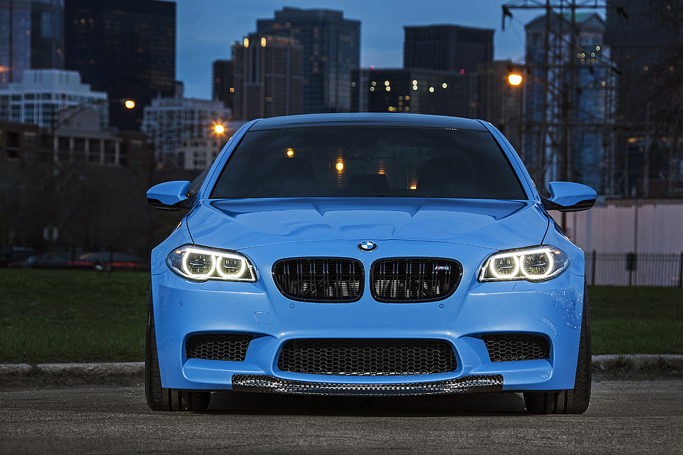 blue BMW car HD wallpaper