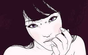 black haired female illustration HD wallpaper