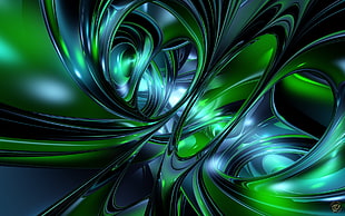green and blue painting