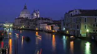Venice Grand Canal, cityscape, city, night, lake