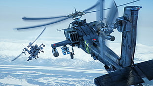 black and gray RC helicopter, helicopters, Boeing AH-64 Apache, AH-64 Apache HD wallpaper