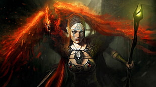 female sorcerer digital wallpaper, fantasy art, artwork