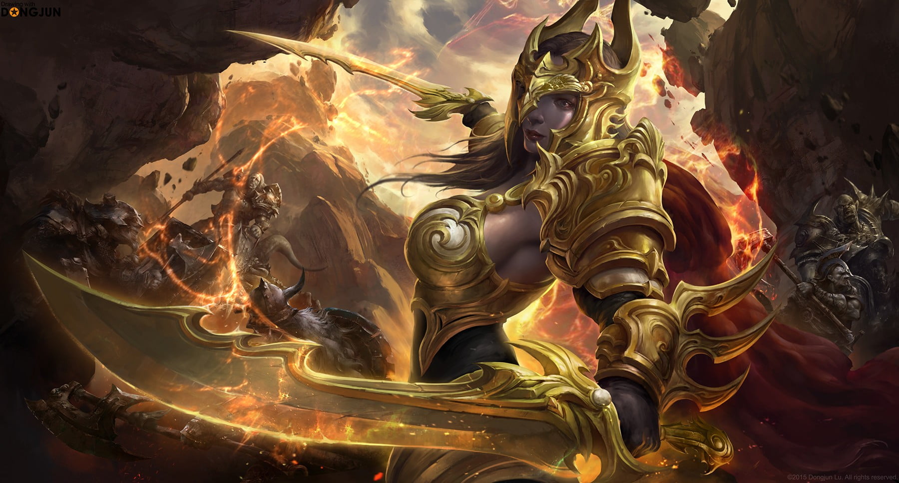 Dota 2 Legion Commander 3D wallpaper, fantasy art