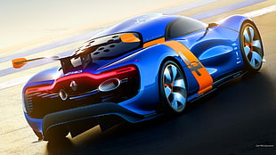 blue and red car toy, car, Renault Alpine HD wallpaper