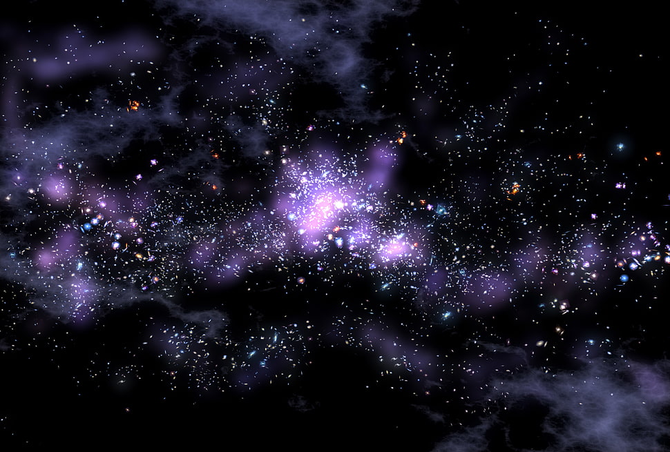 purple and black galaxy, space HD wallpaper