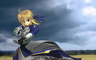 person wearing blue and gray armor anime character screen grab HD wallpaper