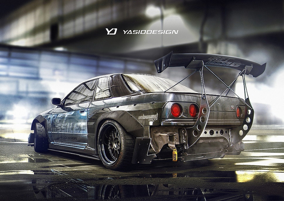 black and blue coupe, YASIDDESIGN, render, artwork, car HD wallpaper