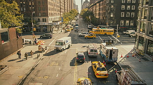 yellow Taxi cab, street, car, city HD wallpaper