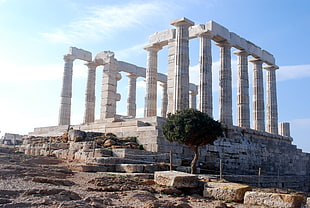 gray concrete landmark, Greece, Temple of Poseidon, ancient, Athens