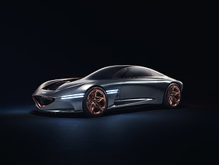 gray luxury car, Genesis Essentia Concept, New York Auto Show, 2018