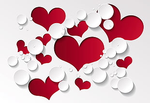 white and red heart papers