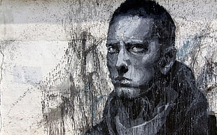 Eminem charcoal painting, music, Eminem