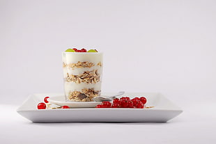 plate of ice cream and berries dessert HD wallpaper