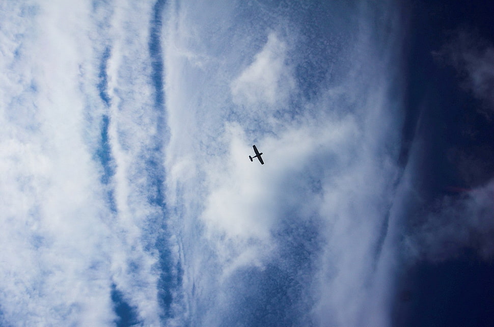 silhouette aircraft, sky, clouds, airplane HD wallpaper