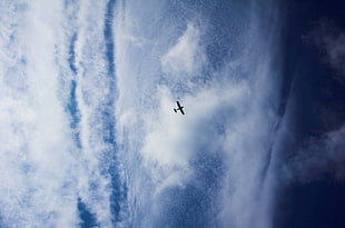 silhouette aircraft, sky, clouds, airplane