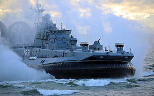 gray battleship, warship, military, vehicle