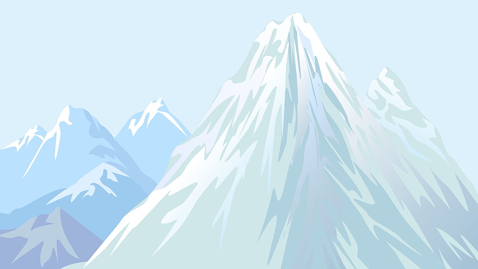 snow-covered mountain illustration, mountains HD wallpaper