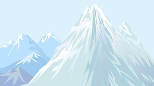 snow-covered mountain illustration, mountains
