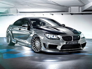 silver BMW sports sedan HD wallpaper