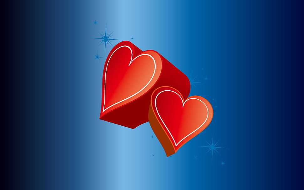 two red heart stickers HD wallpaper