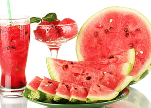 Sliced watermelon fruit shake HD wallpaper