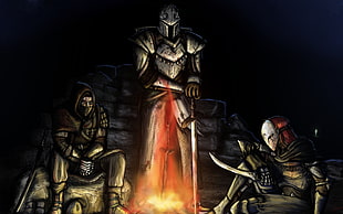 three movie characters illustration, Dark Souls, video games