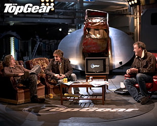 black and brown wooden table decor, Top Gear, Jeremy Clarkson, Richard Hammond, James May HD wallpaper