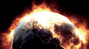 photo of flaming planet