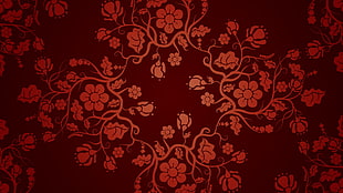 red floral textile, fantasy art, pattern, floral, red HD wallpaper