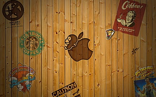 Starbucks decal, wood, Apple Inc., starbucks, logo