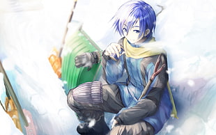 blue haired male anime wallpaper
