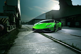 green Lamborghini Huracan HD wallpaper