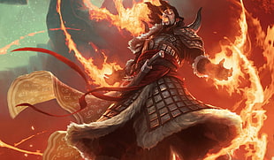 animated character with fire, Magic: The Gathering, wizard, fire, magic HD wallpaper
