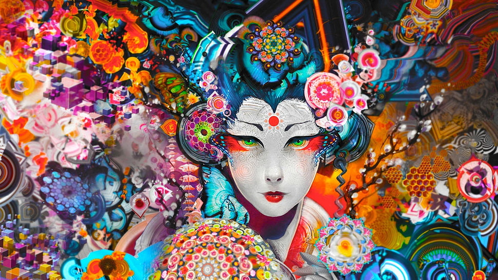 Japanese woman illustration HD wallpaper