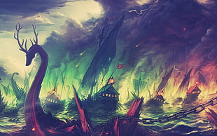sea creature painting HD wallpaper