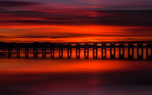 silhouette photo of bridge, Scotland, sunset, nature, landscape HD wallpaper