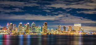 panoramic architectural photography of lighted building, san diego HD wallpaper