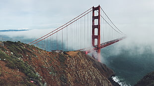 brown concrete bridge, Golden Gate Bridge, bridge, architecture, landscape
