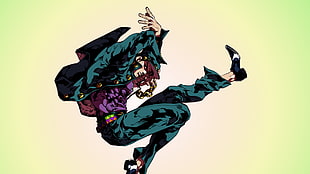 profile of man illustration, anime, JoJo's Bizarre Adventure, Jotaro Kujo, dancing HD wallpaper