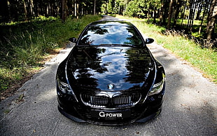 black BMW car, G-Power, BMW, BMW M6 Hurricane RR