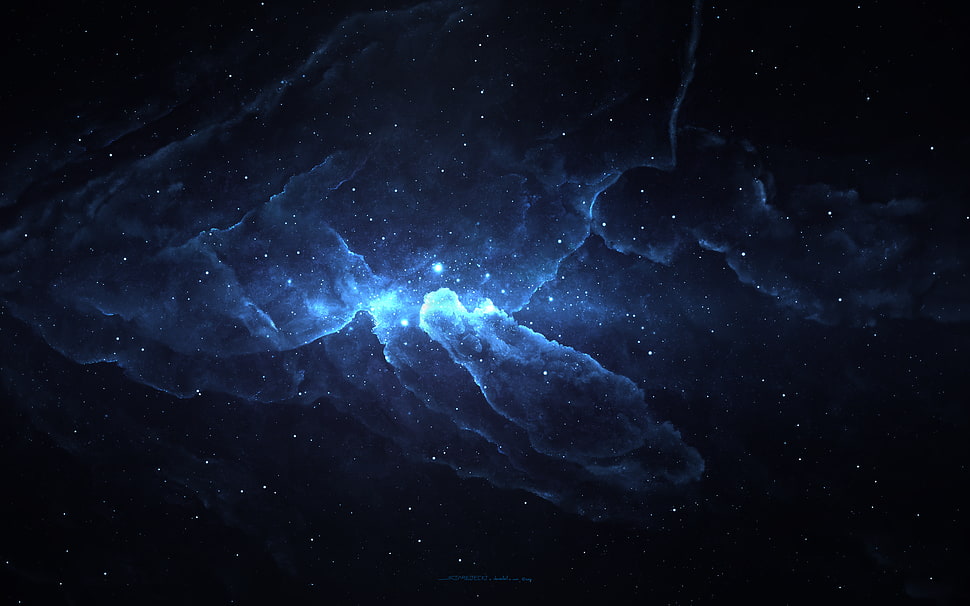 black and blue nebula digital wallpaper HD wallpaper