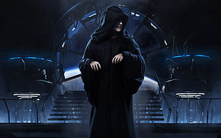 person in black cloak
