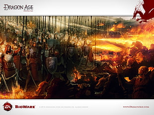 Dragon Age cover graphic screenshot, Dragon Age, Dragon Age: Origins, video games HD wallpaper