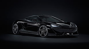 black sports car, McLaren 570GT, MSO Black Collection, 2018 HD wallpaper