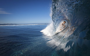 white surfboard, sea, waves, surfers, sport  HD wallpaper
