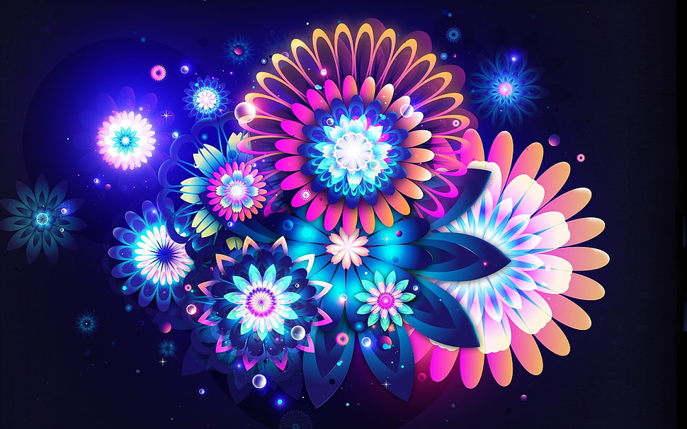 multicolored floral illustration HD wallpaper