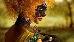 woman in black masquerade mask