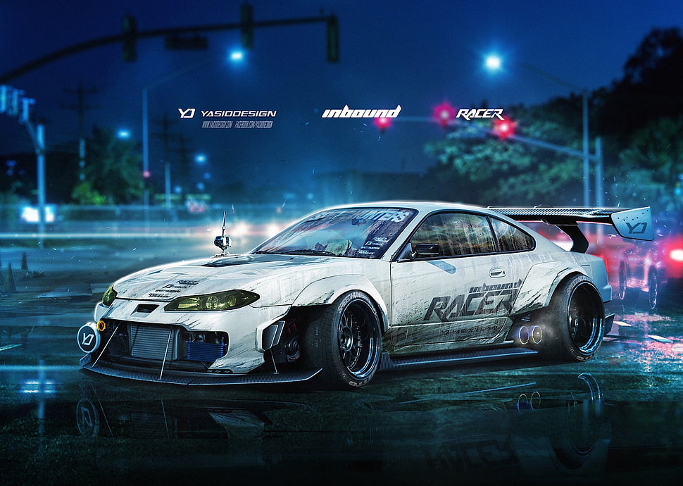 white sports coupe, YASIDDESIGN, render, artwork, car HD wallpaper