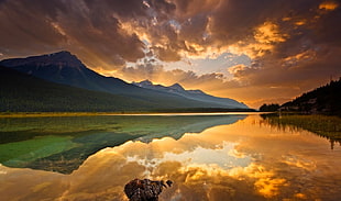body of water, Canada, lake, reflection, sunset