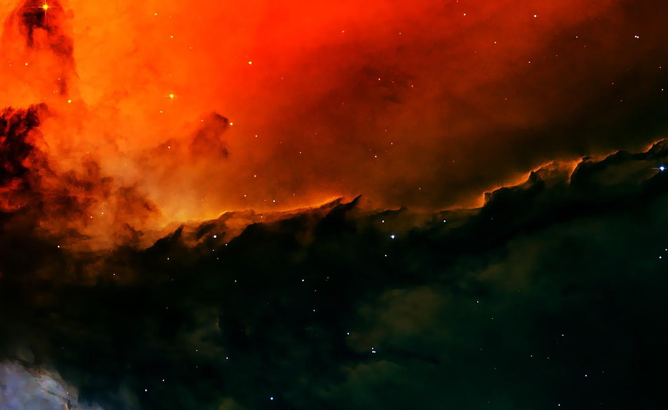 orange clouds during nighttime with stars HD wallpaper